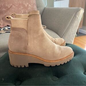 Dolce Vita Almond Huey Suede Wedge Booties